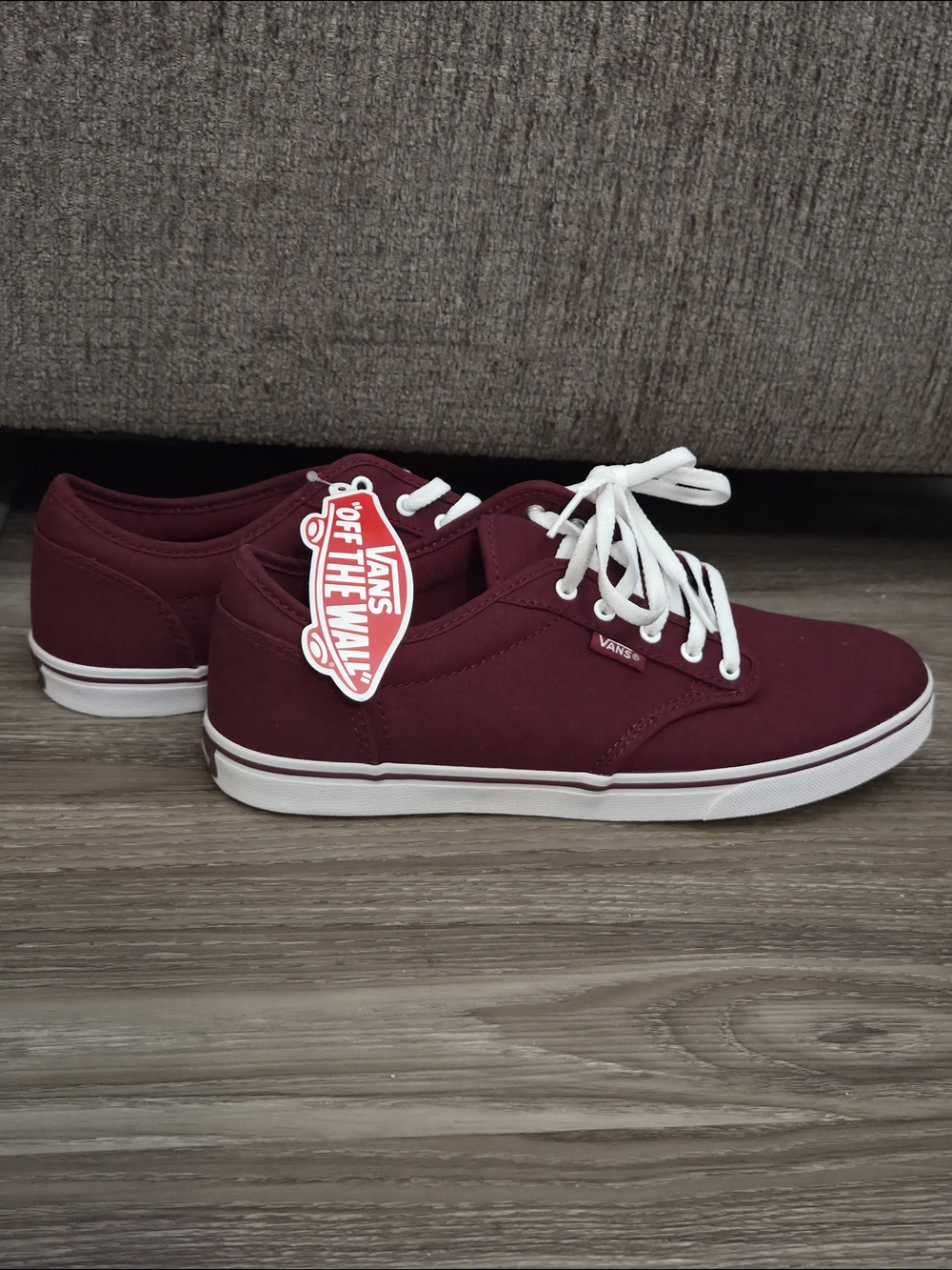 Vans Women's Burgundy Low-Top Sneakers with White Laces